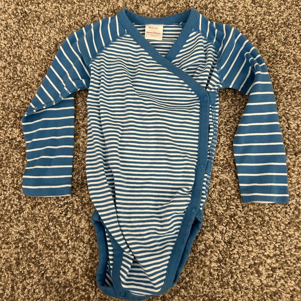 Hanna Andersson Blue and‎ White Cross Body Striped One Piece, Size 3T